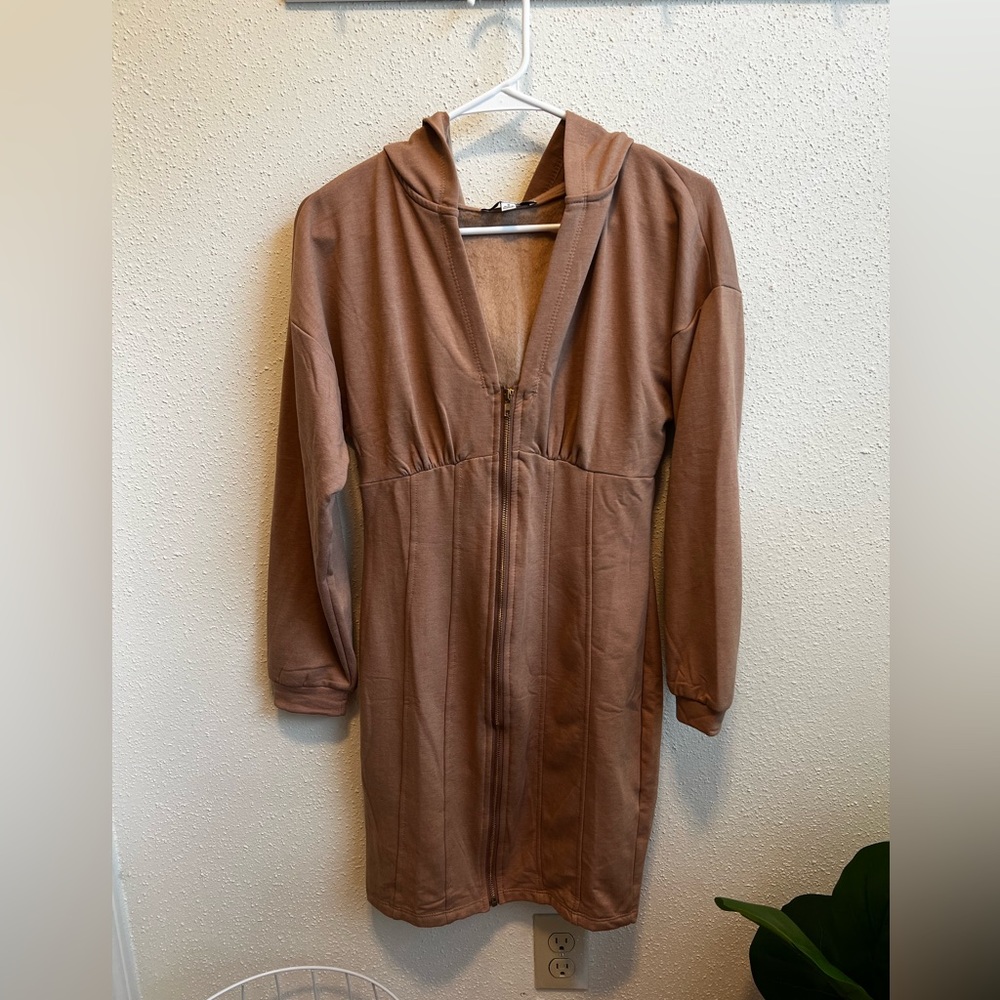 Fashion Nova Brown hooded Sweater Dress